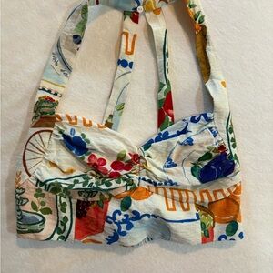 Zara Multicolor Patterned Crop Top